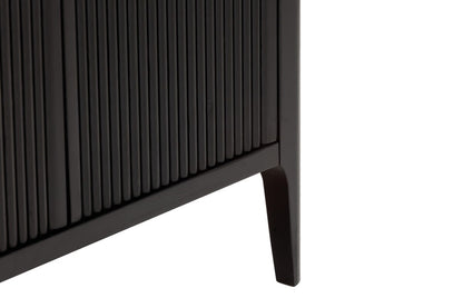 Modena Large Black Wood Ribbed Storage Sideboard