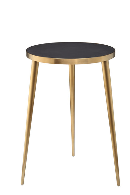 Austria Black and Brass Round Side Table
