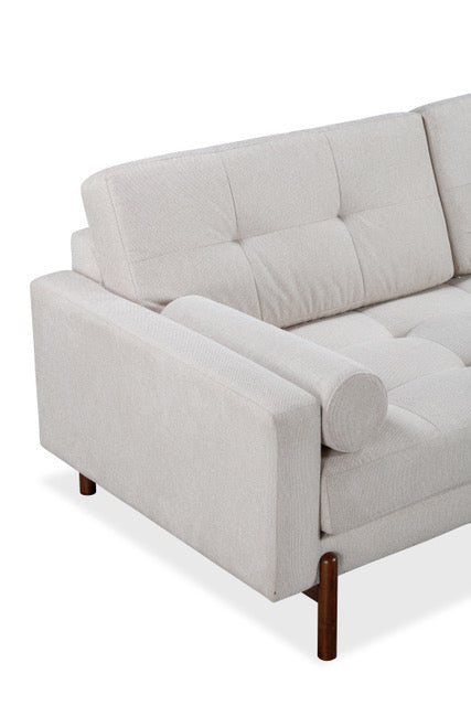 Curitiba Natural Textured Upholstered 3 Seater Sofa Wooden Legs
