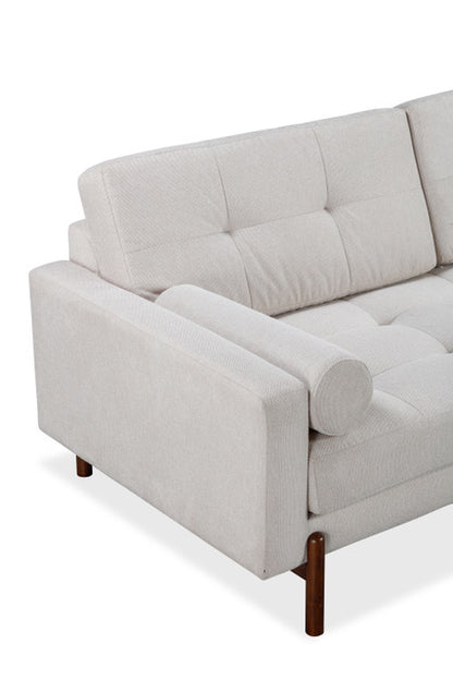 Curitiba Natural Textured Upholstered 3 Seater Sofa Wooden Legs