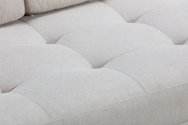 Curitiba Natural Textured Upholstered 3 Seater Sofa Wooden Legs