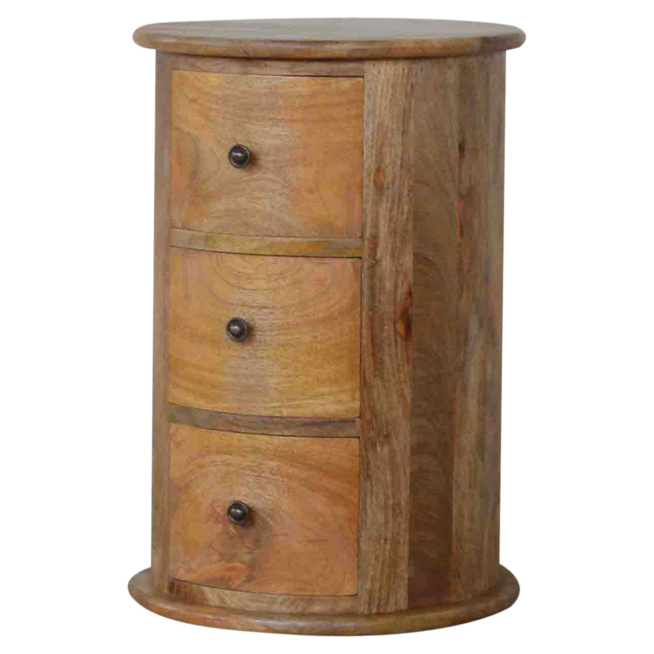 Amalfi 3 Drawer Wooden Drum Bedside Table