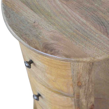 Amalfi 3 Drawer Wooden Drum Bedside Table