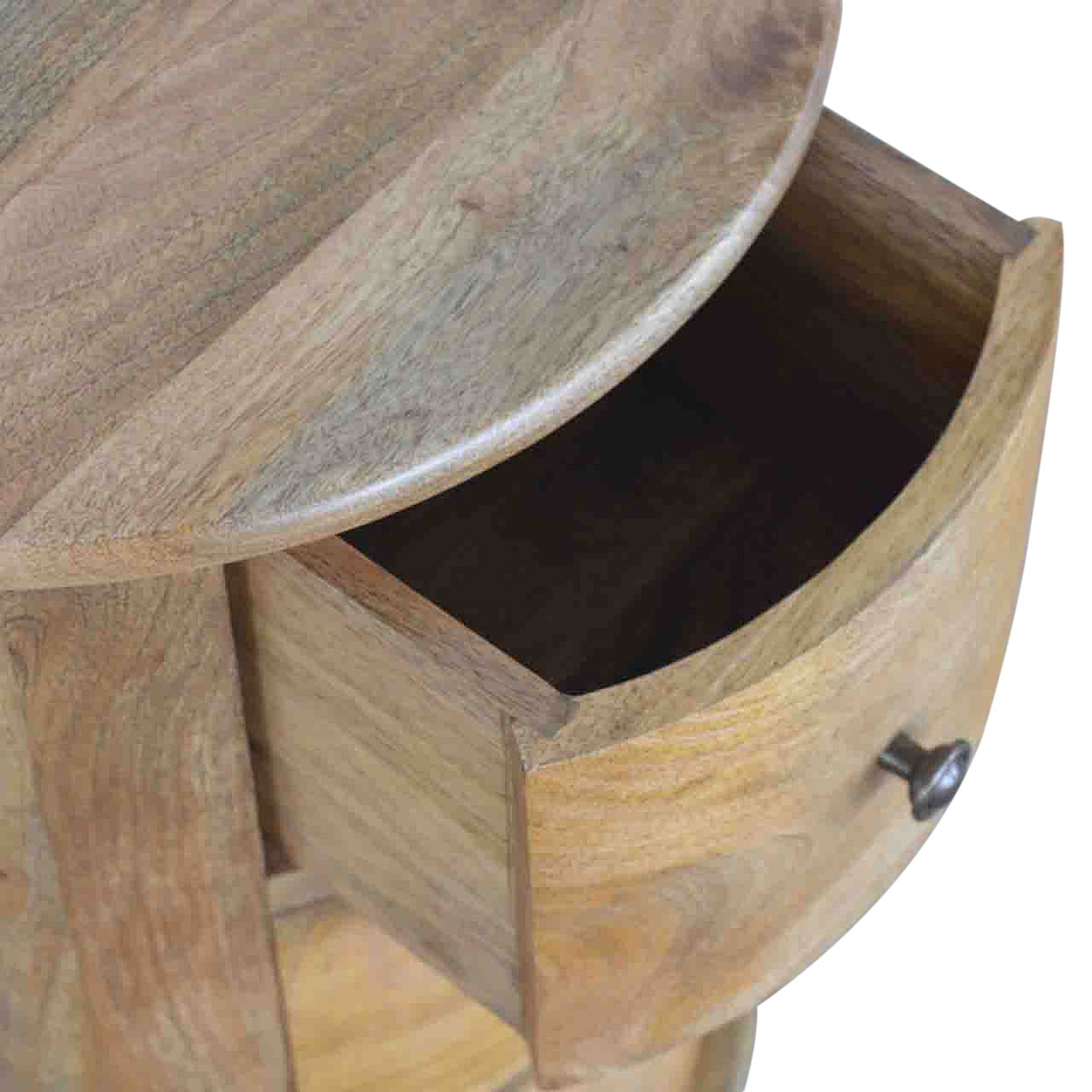 Amalfi 3 Drawer Wooden Drum Bedside Table
