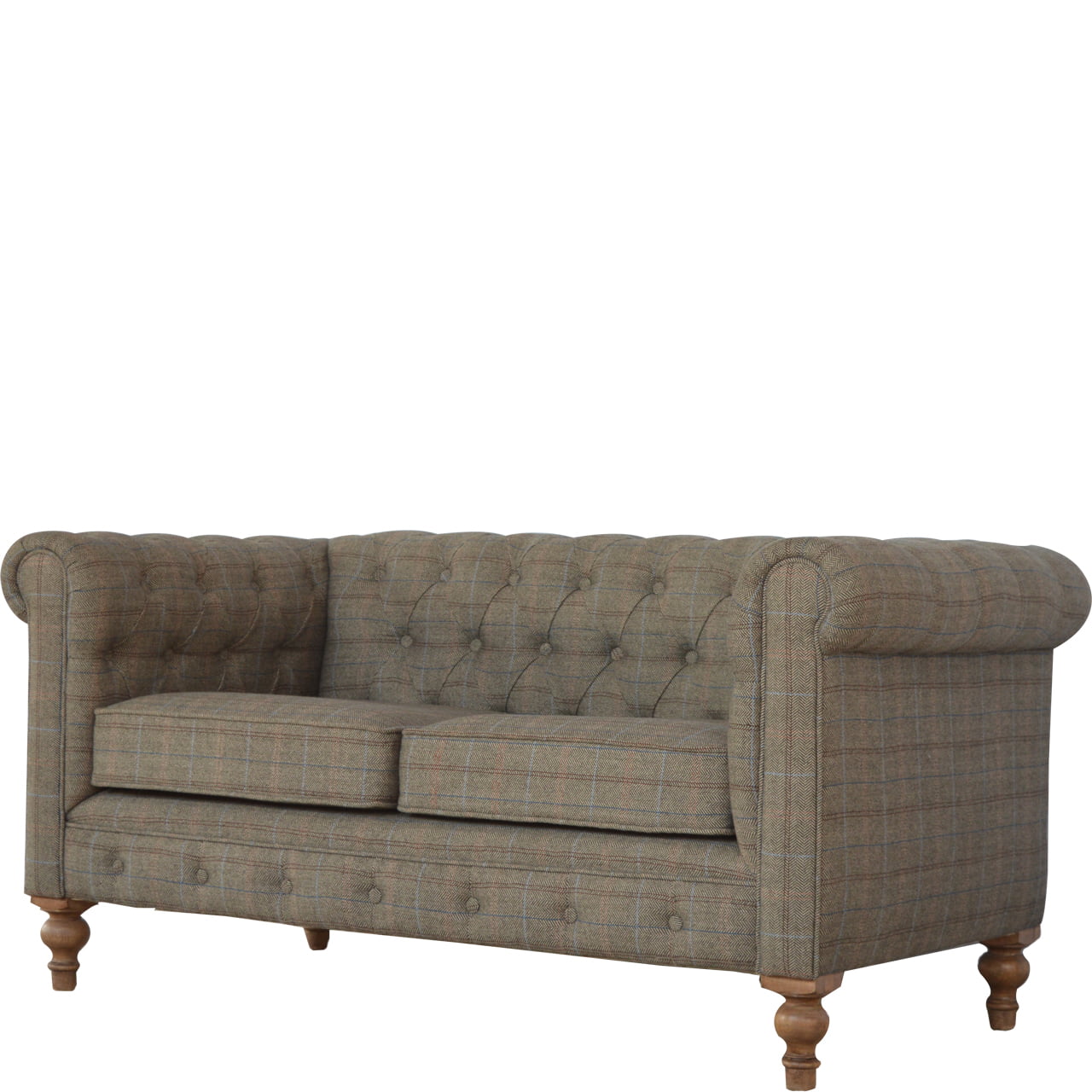 Capri Grey Multi Tweed 2 Seat Chesterfield Sofa