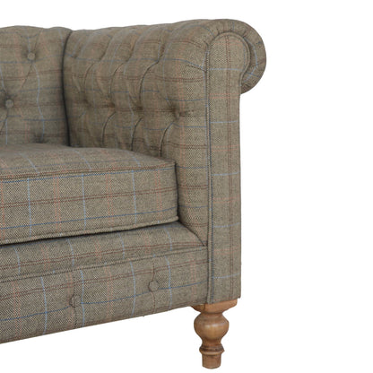 Capri Grey Multi Tweed 2 Seat Chesterfield Sofa