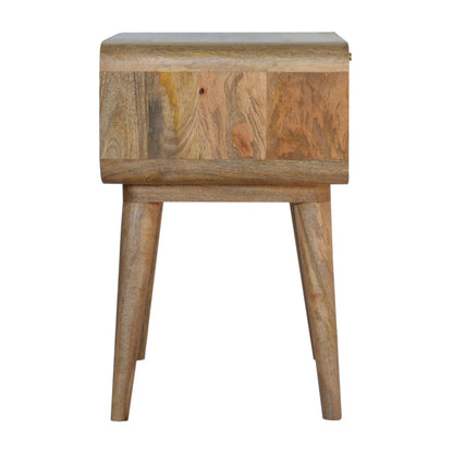 Desenzano Boho Natural Mango Wood and Woven Rattan Bedside Table with Drawer