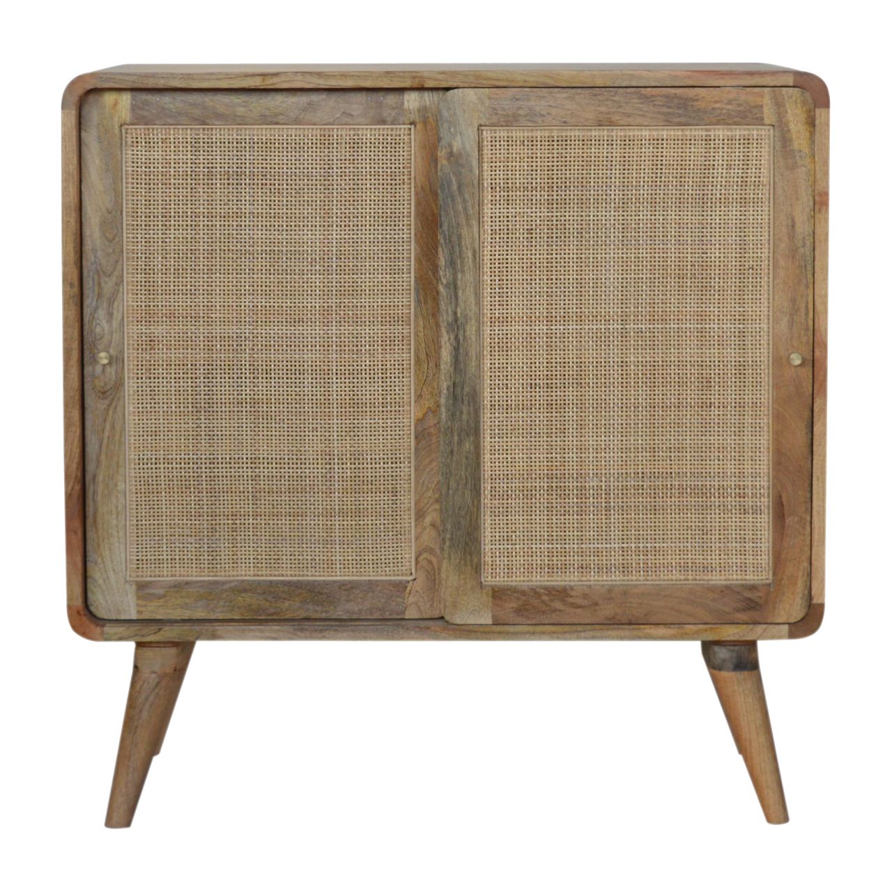 Desenzano Boho Natural Mango Wood and Woven Rattan Sliding Cabinet