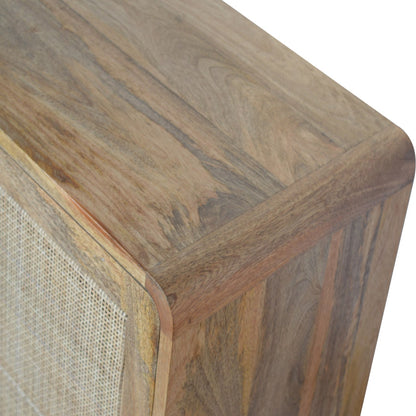Desenzano Boho Natural Mango Wood and Woven Rattan Sliding Cabinet