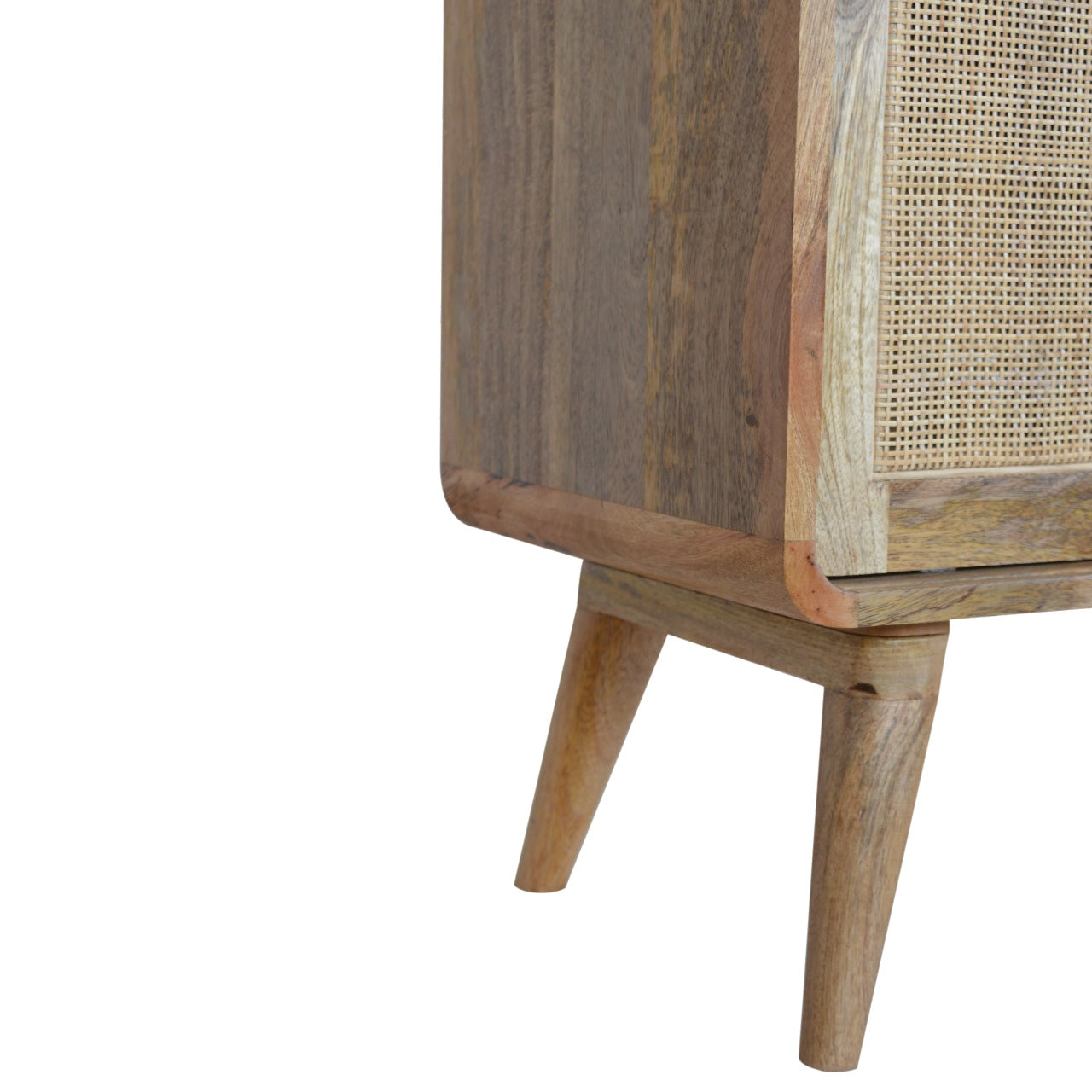 Desenzano Boho Natural Mango Wood and Woven Rattan Sliding Cabinet