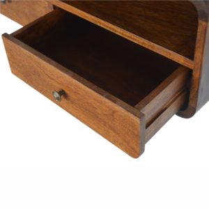 Peschiera Floating Chestnut Mango Wood Open Console 2 Drawers and Storage Shelf