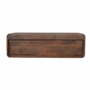 Peschiera Floating Chestnut Mango Wood Open Console 2 Drawers and Storage Shelf