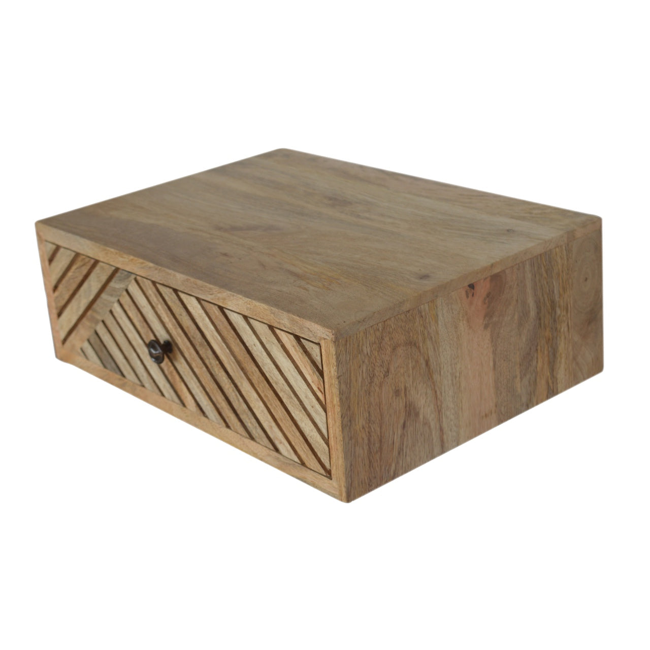 Locronan Floating Nordic Line Carved Bedside Table with Drawer
