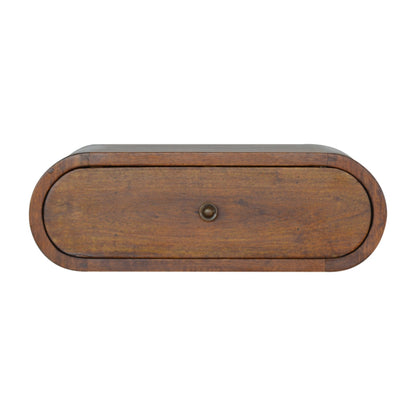 Bardolino Wall Mounted Round Chestnut Bedside Table with Drawer
