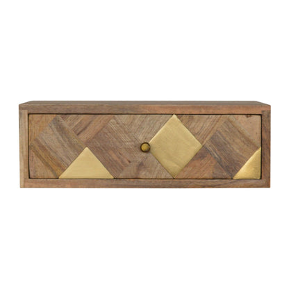 Bardolino Wall Mounted Mango Wood with Brass Detail Bedside Table
