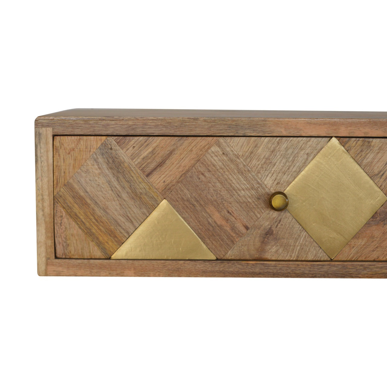 Bardolino Wall Mounted Mango Wood with Brass Detail Bedside Table