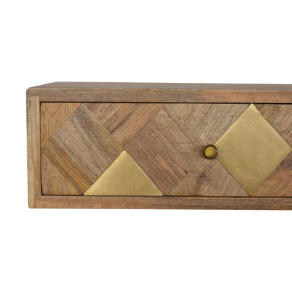 Bardolino Wall Mounted Mango Wood with Brass Detail Bedside Table