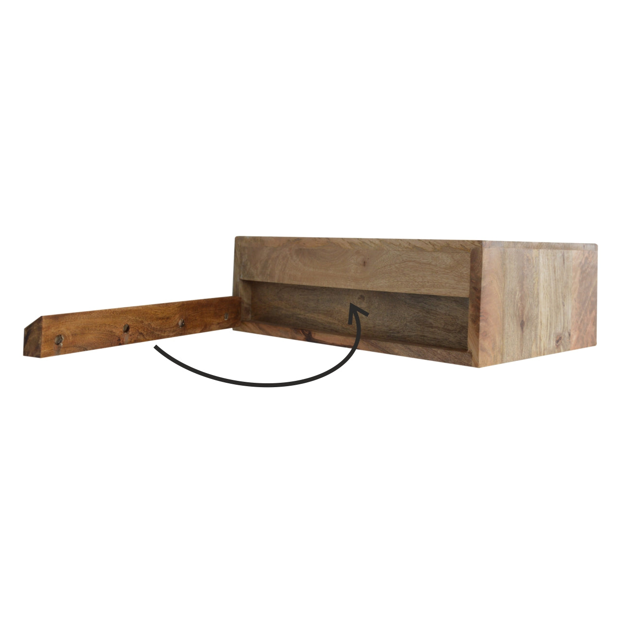 Bardolino Wall Mounted Mango Wood with Brass Detail Bedside Table