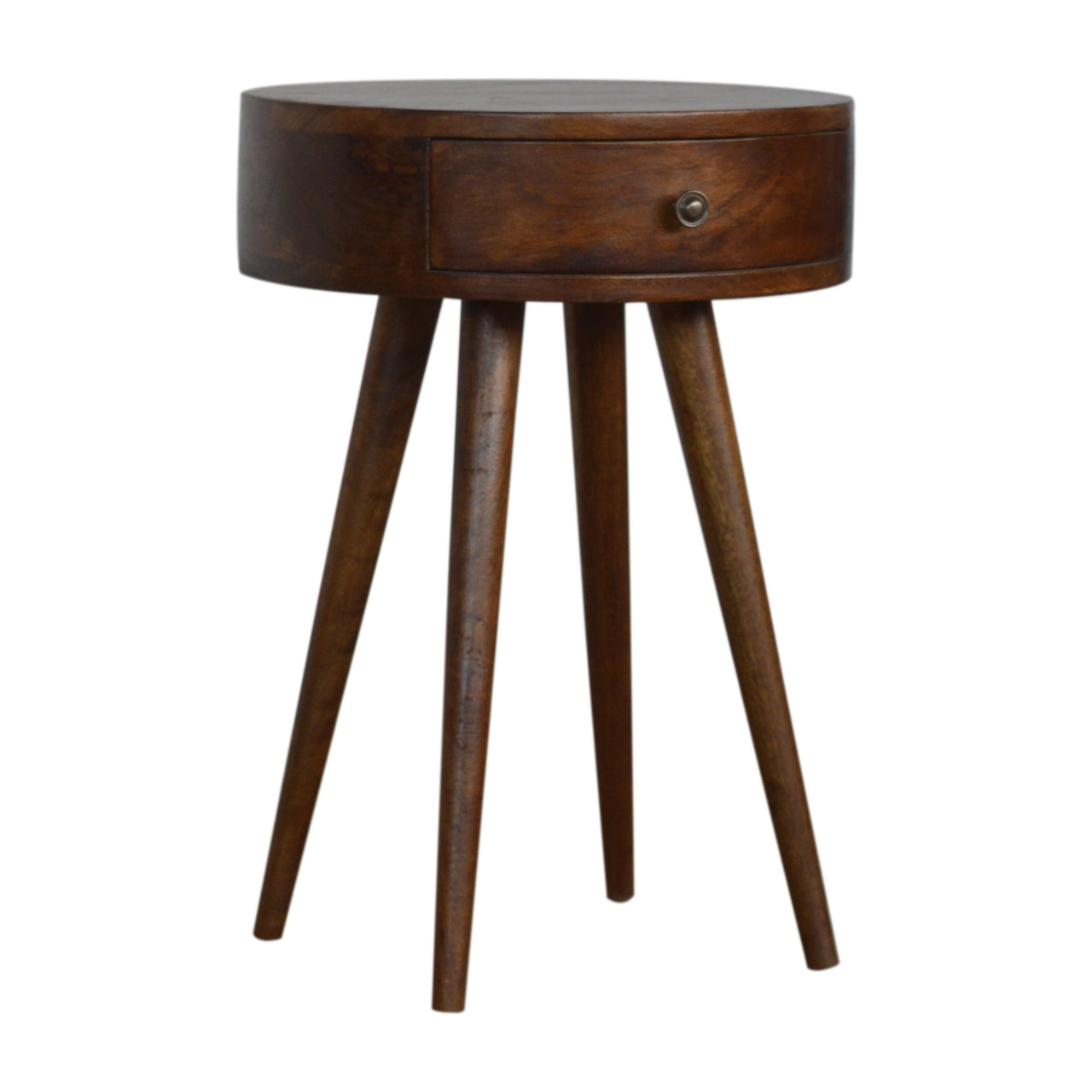 Shoreham Nordic Chestnut Mango Wood Round Bedside Table with Drawer