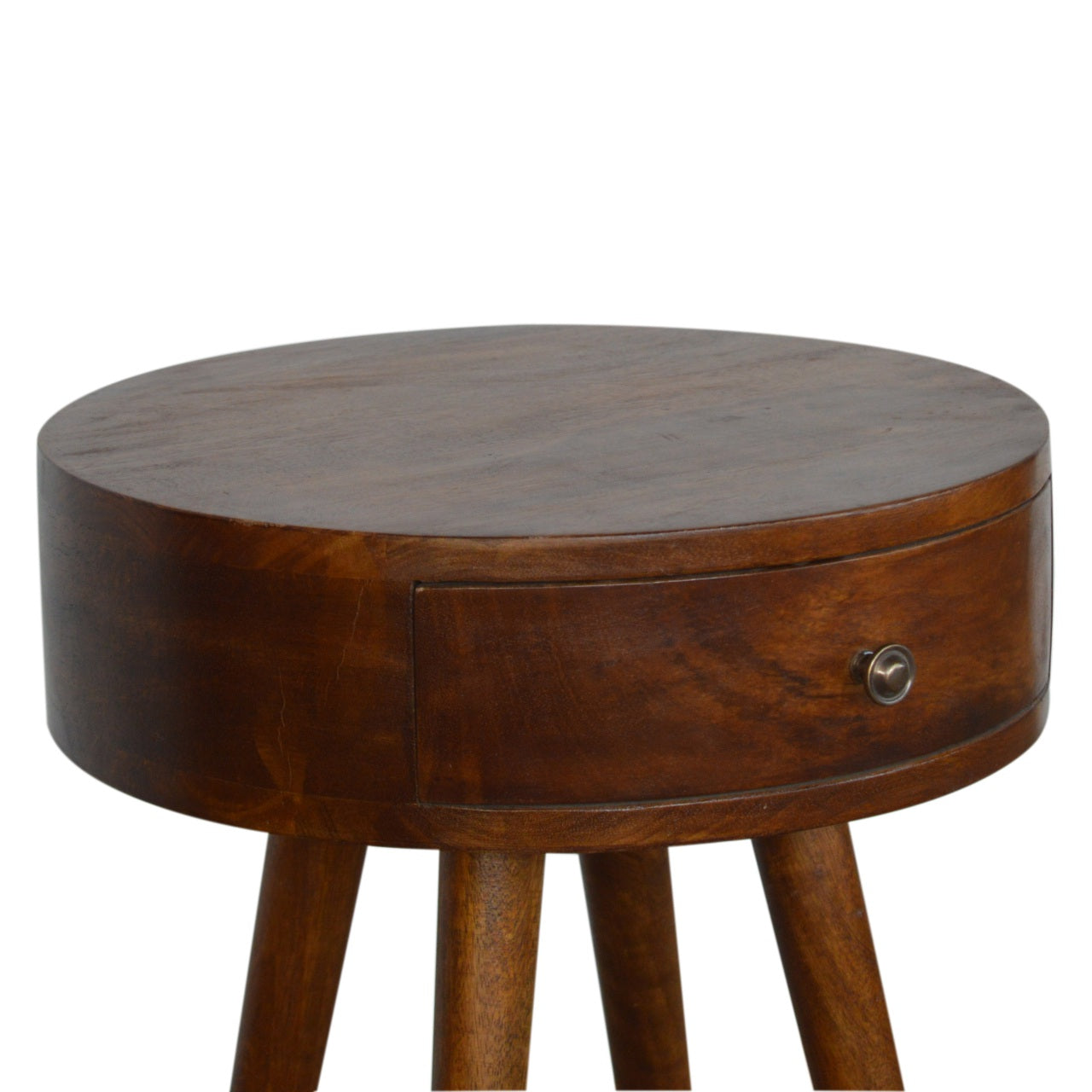 Shoreham Nordic Chestnut Mango Wood Round Bedside Table with Drawer