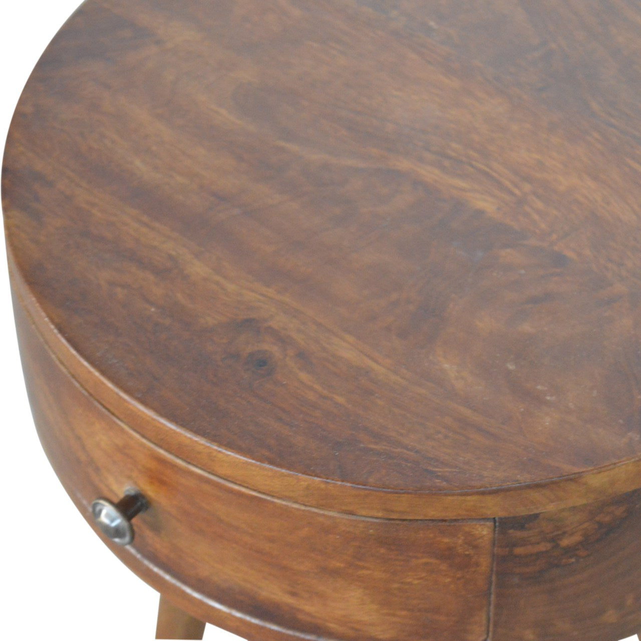 Shoreham Nordic Chestnut Mango Wood Round Bedside Table with Drawer