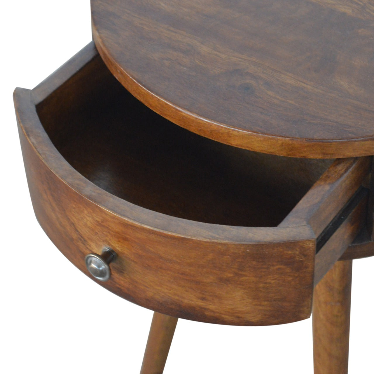 Shoreham Nordic Chestnut Mango Wood Round Bedside Table with Drawer