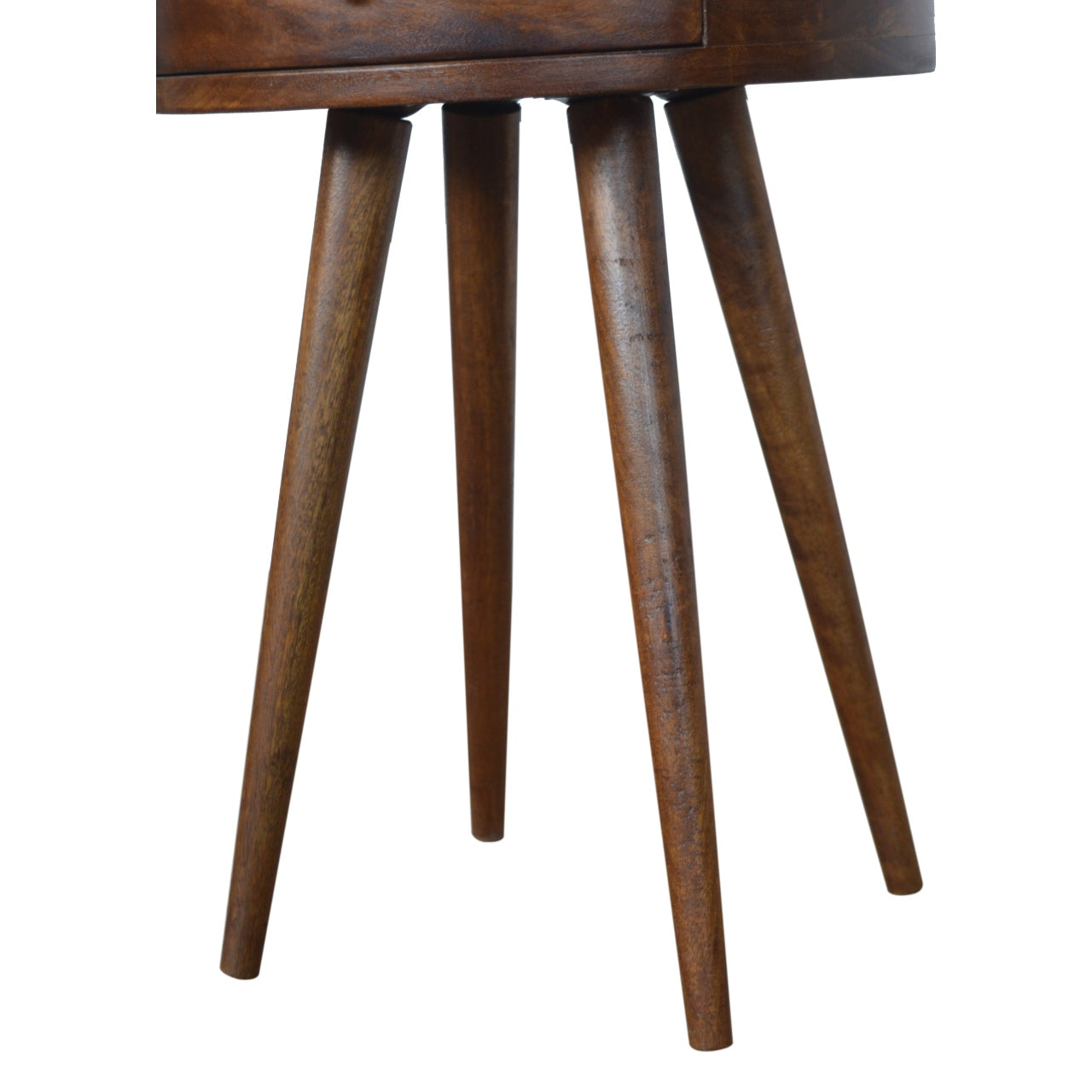 Shoreham Nordic Chestnut Mango Wood Round Bedside Table with Drawer