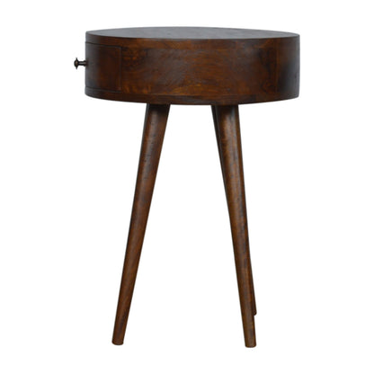 Shoreham Nordic Chestnut Mango Wood Round Bedside Table with Drawer