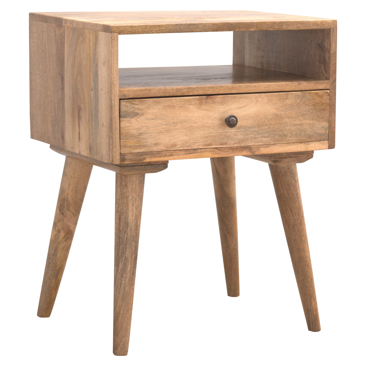 Modica Rustic Mango Wood Bedside Table with Open Slot