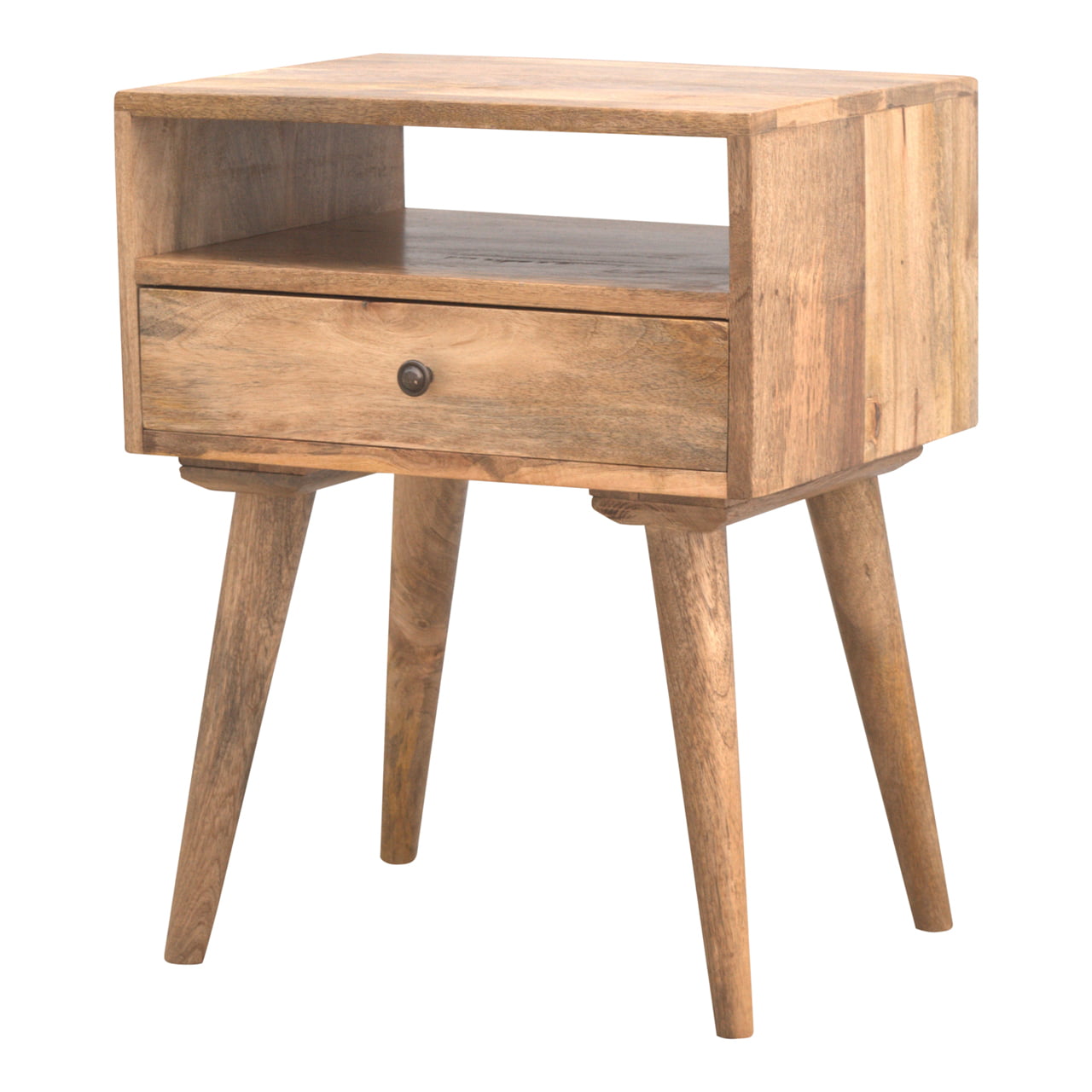 Modica Rustic Mango Wood Bedside Table with Open Slot