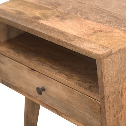 Modica Rustic Mango Wood Bedside Table with Open Slot