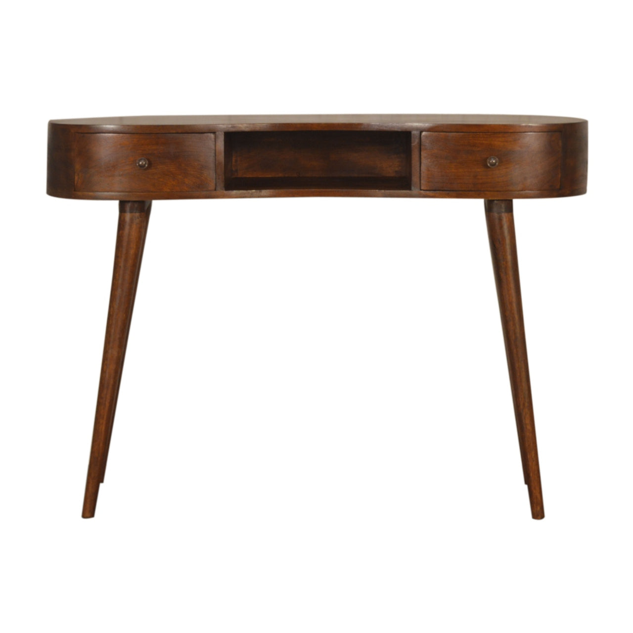 Parma Chestnut Mango Wood Wave Writing Desk 2 Drawers