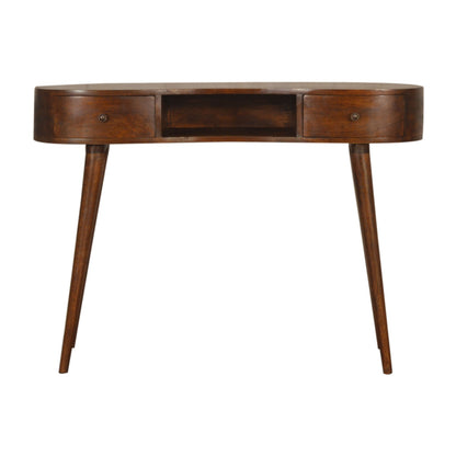 Parma Chestnut Mango Wood Wave Writing Desk 2 Drawers