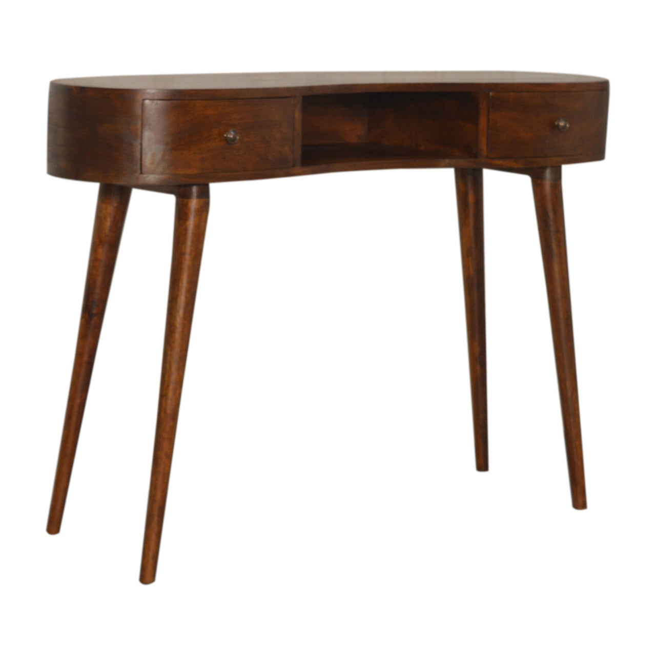 Parma Chestnut Mango Wood Wave Writing Desk 2 Drawers