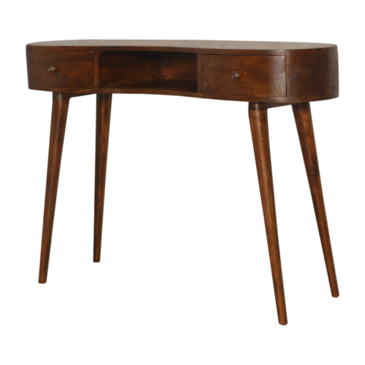 Parma Chestnut Mango Wood Wave Writing Desk 2 Drawers