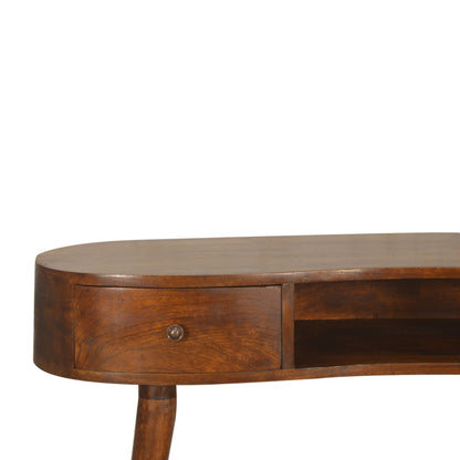 Parma Chestnut Mango Wood Wave Writing Desk 2 Drawers