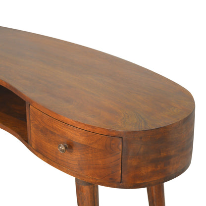 Parma Chestnut Mango Wood Wave Writing Desk 2 Drawers