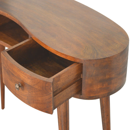 Parma Chestnut Mango Wood Wave Writing Desk 2 Drawers
