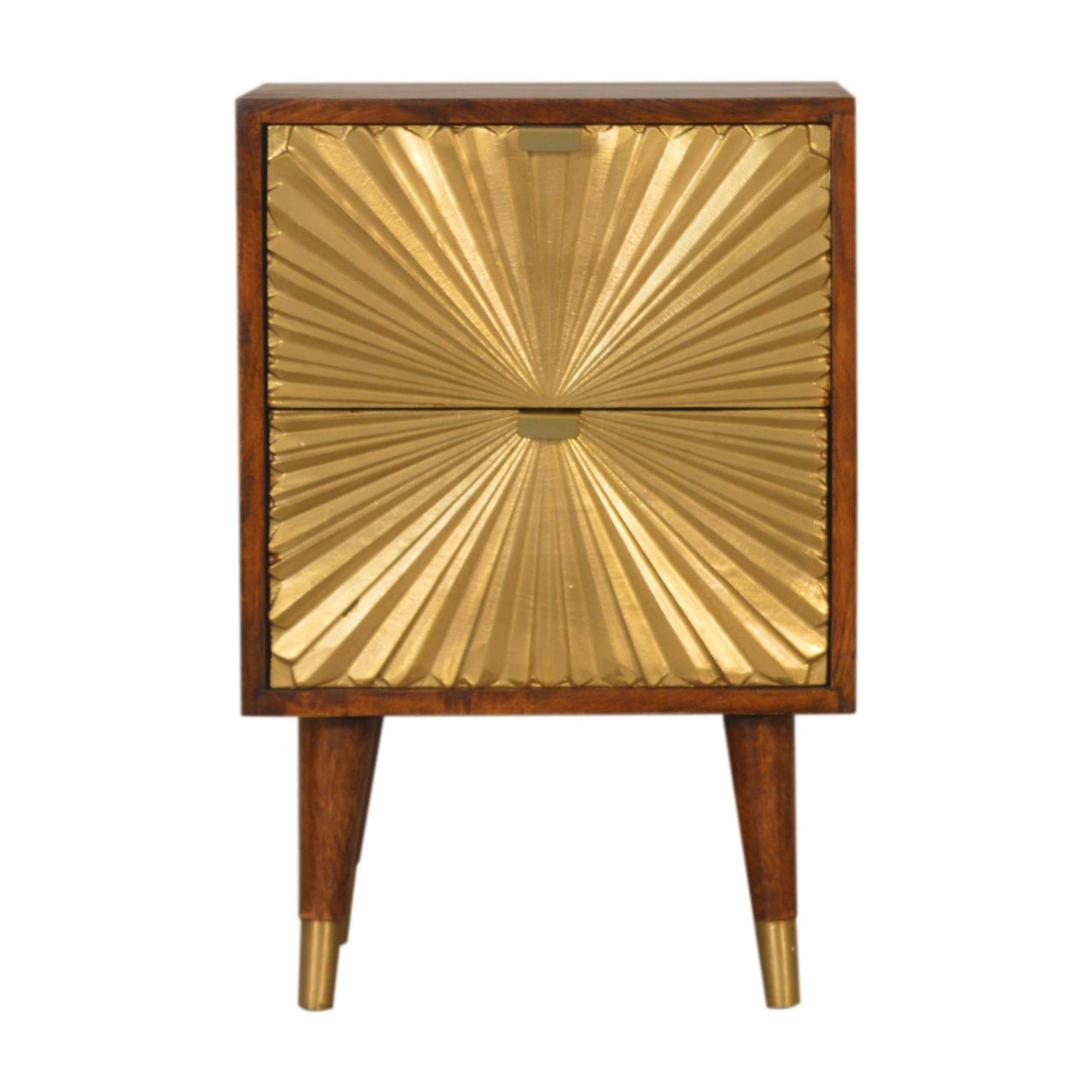 Merano Mango Wood Gold Bedside 2 Drawers