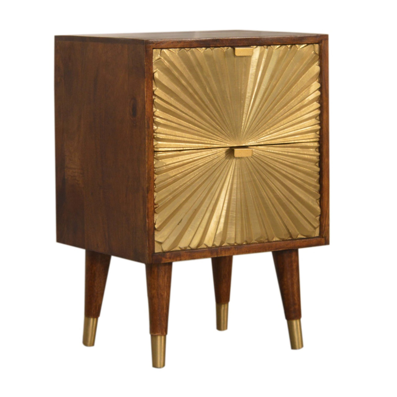 Merano Mango Wood Gold Bedside 2 Drawers