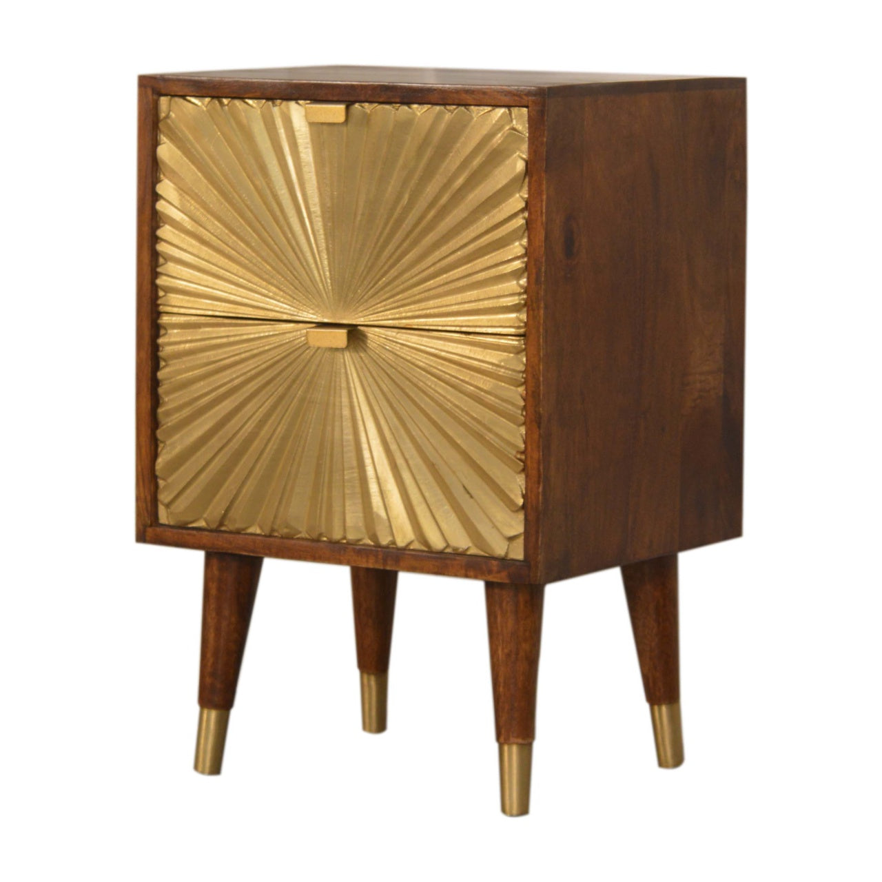 Merano Mango Wood Gold Bedside 2 Drawers