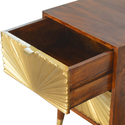 Merano Mango Wood Gold Bedside 2 Drawers