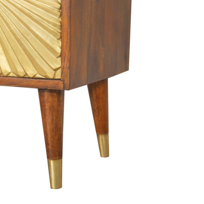 Merano Mango Wood Gold Bedside 2 Drawers