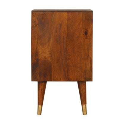Merano Mango Wood Gold Bedside 2 Drawers
