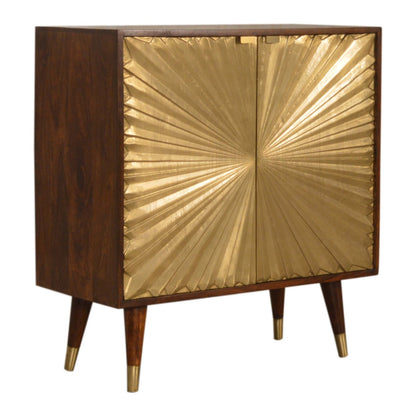 Merano Mango Wood Gold Storage Cabinet 2 Drawers