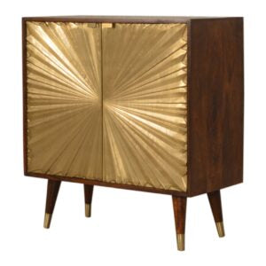 Merano Mango Wood Gold Storage Cabinet 2 Drawers