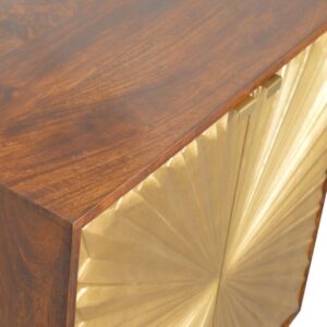 Merano Mango Wood Gold Storage Cabinet 2 Drawers