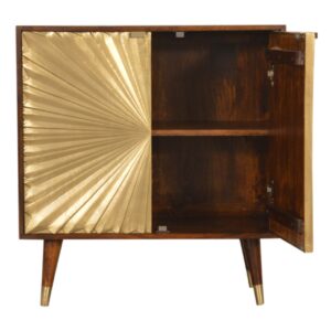 Merano Mango Wood Gold Storage Cabinet 2 Drawers