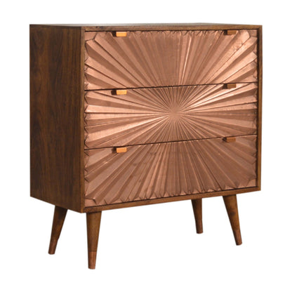 Trento Eclectic Copper Chest of 3 Drawers
