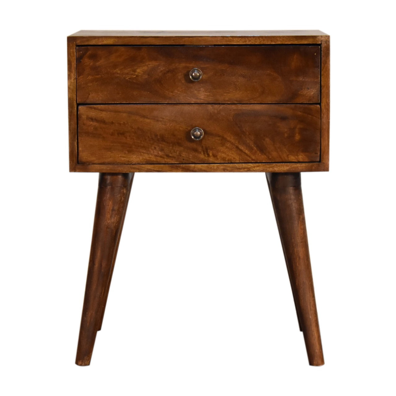 Chioggia Chestnut Mango Wood Modern Solid Wood Bedside Table 2 Drawers
